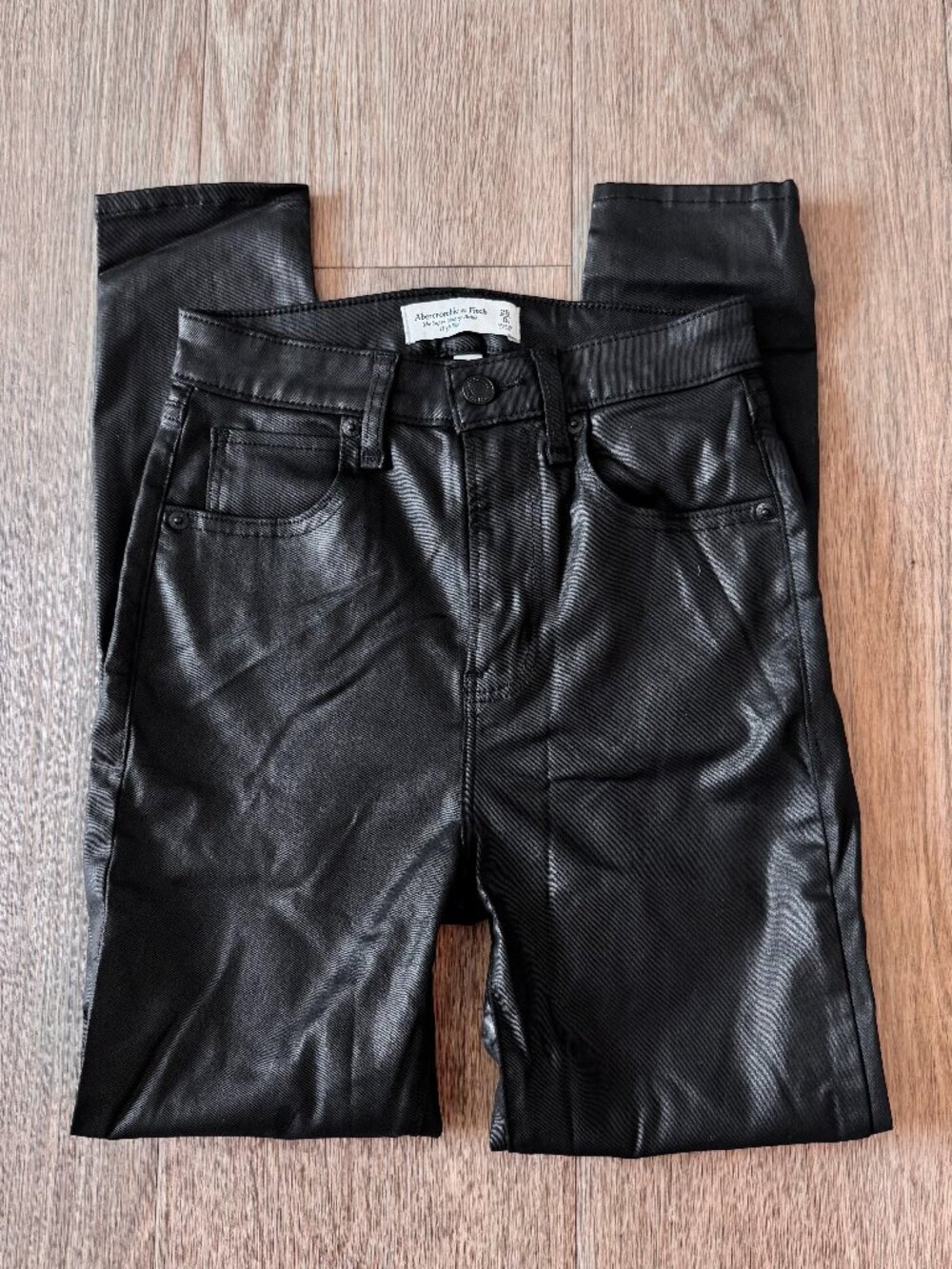 Abercrombie & Fitch Curve Love Black Sheen Skinny Pants Women's 25/0